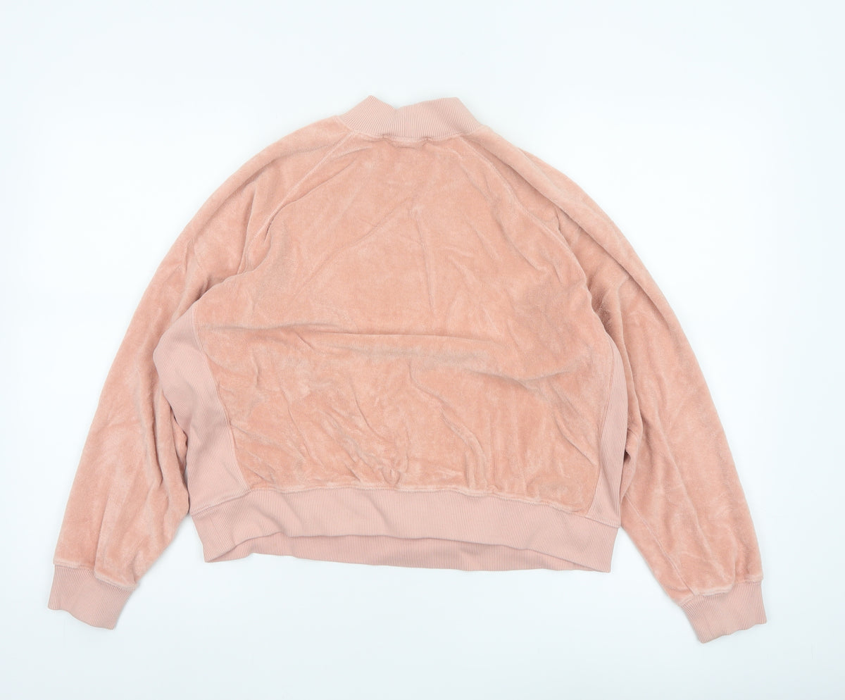YMC Women’s Pink Velour Mock Neck Raglan Sweatshirt Size S