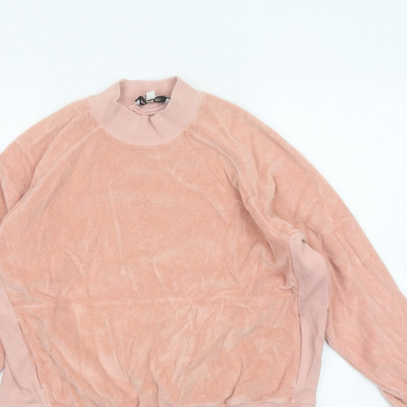 YMC Women’s Pink Velour Mock Neck Raglan Sweatshirt Size S