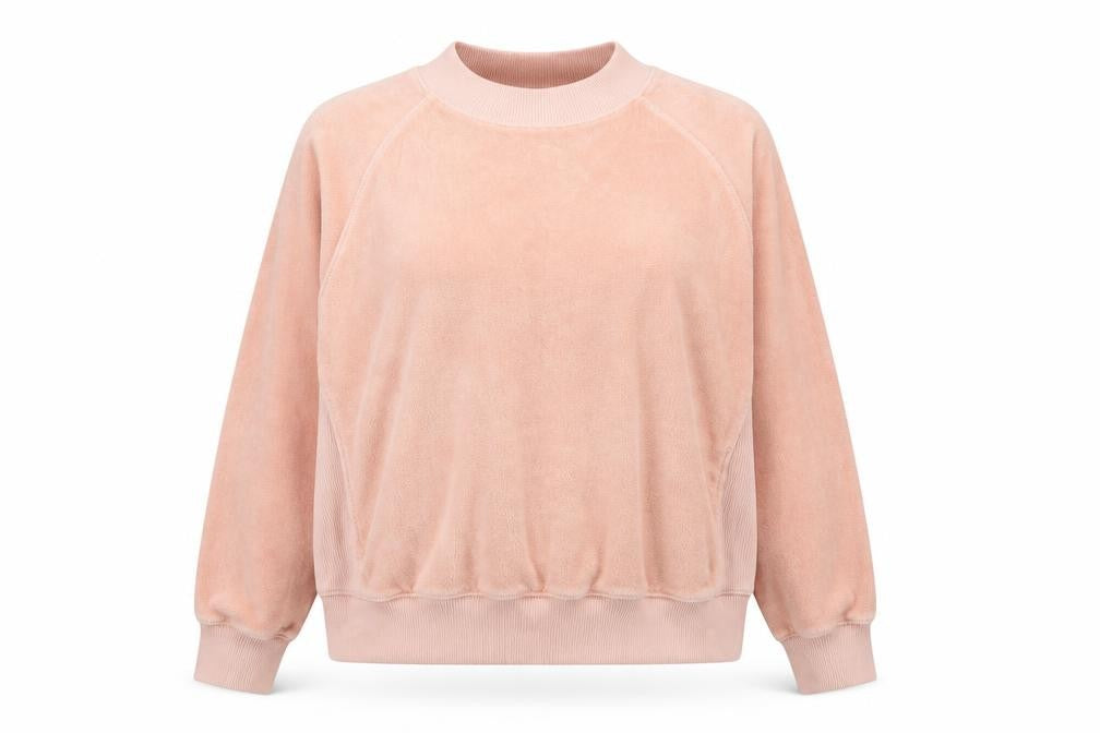 YMC Women’s Pink Velour Mock Neck Raglan Sweatshirt Size S