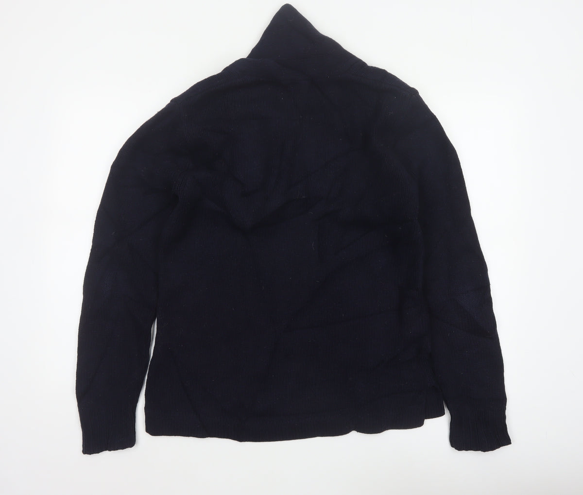 Acne Mens Navy Blue M Wool High Neck Button Henley Jumper