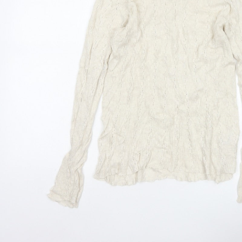 Patra Women Ivory M Cotton Cable-Knit Round Neck Pullover Jumper