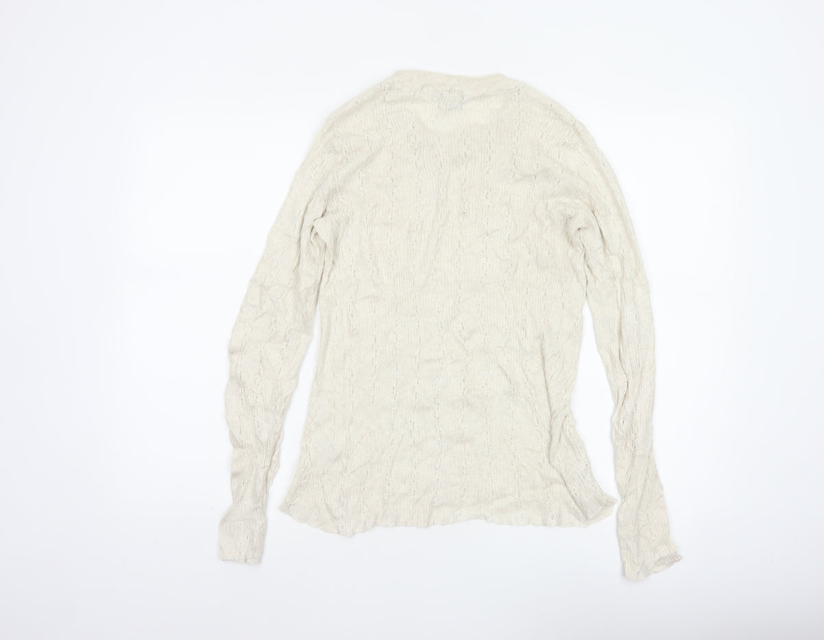 Patra Women Ivory M Cotton Cable-Knit Round Neck Pullover Jumper