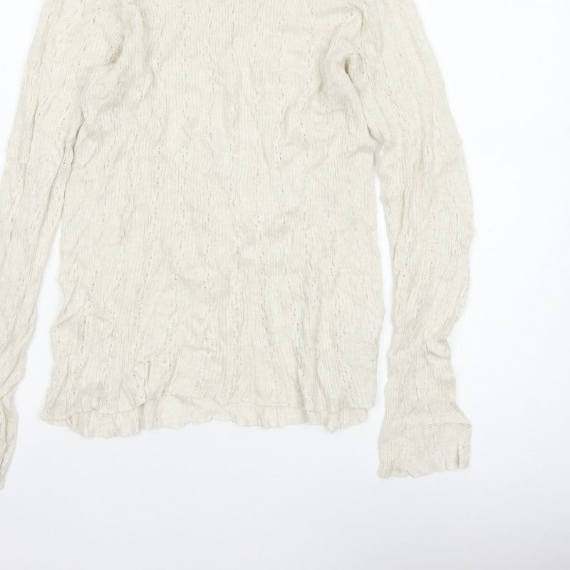 Patra Women Ivory M Cotton Cable-Knit Round Neck Pullover Jumper