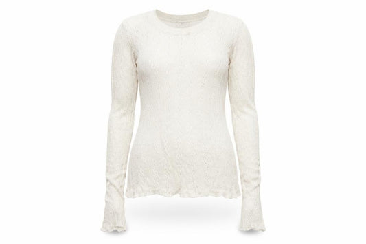 Patra Women Ivory M Cotton Cable-Knit Round Neck Pullover Jumper