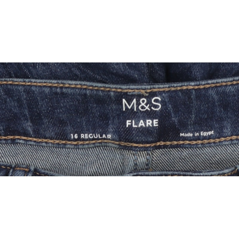 Marks and Spencer Women’s Blue Size 16 Regular Flared Dark Wash Jeans
