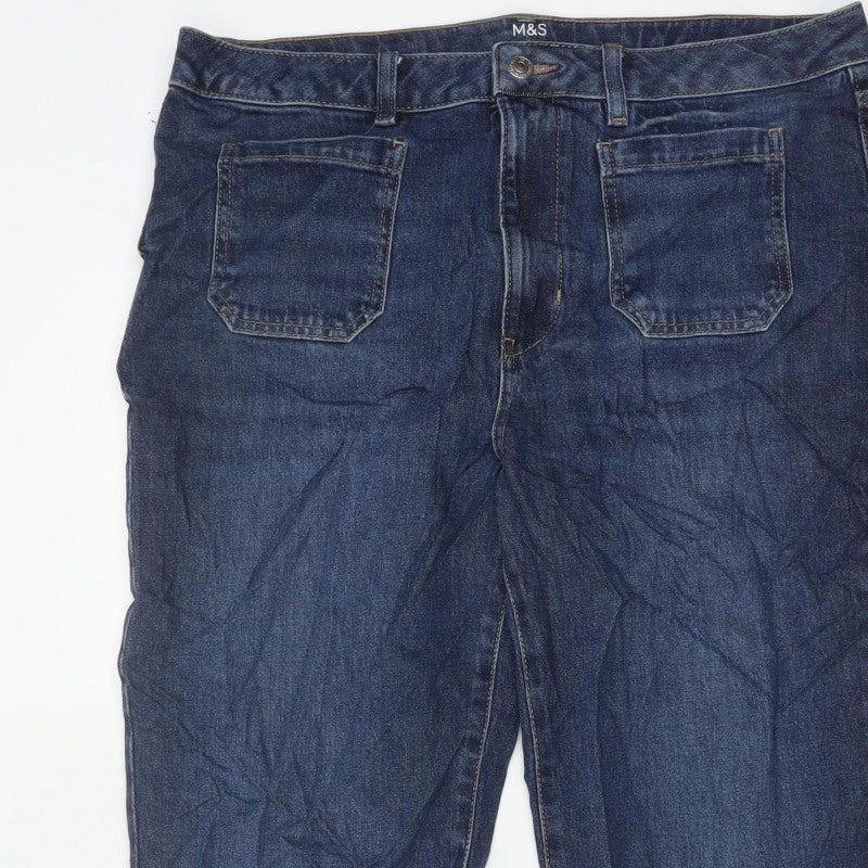 Marks and Spencer Women’s Blue Size 16 Regular Flared Dark Wash Jeans