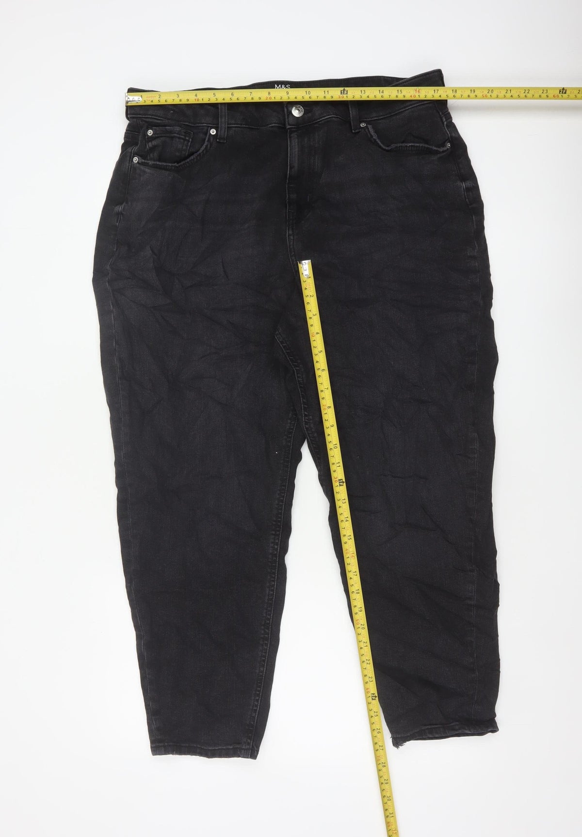 Marks & Spencer Women Black UK 18 Regular Mom High Rise Jeans