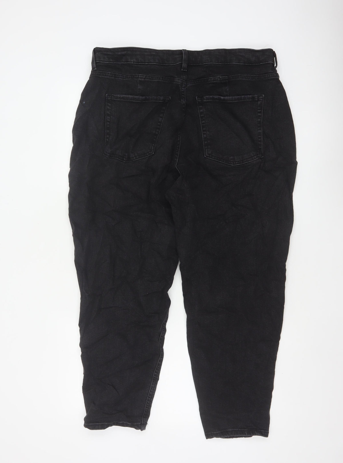 Marks & Spencer Women Black UK 18 Regular Mom High Rise Jeans