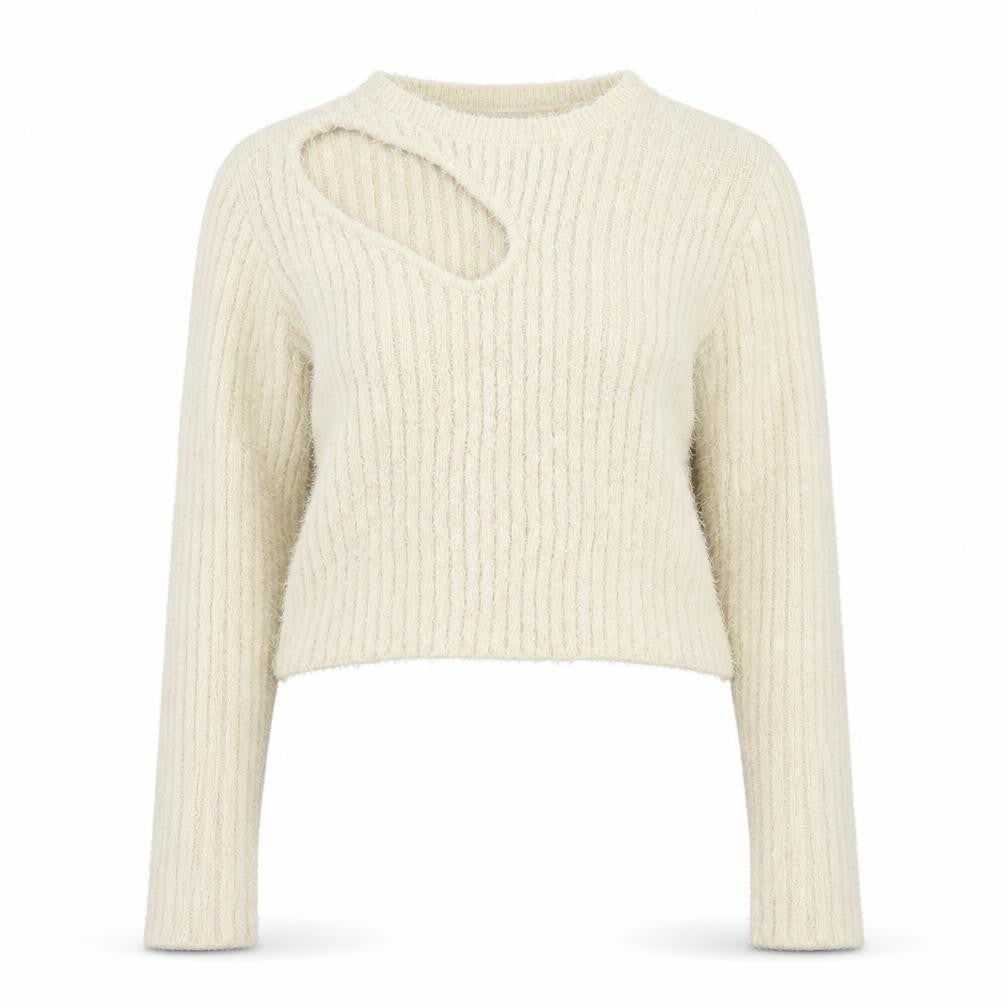 Zara Women Ivory UK 14 L Open Knit Crew Neck Pullover Jumper