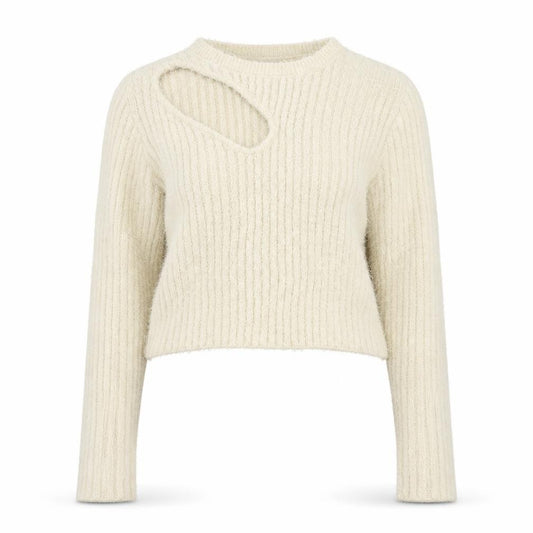 Zara Women Ivory UK 14 L Open Knit Crew Neck Pullover Jumper