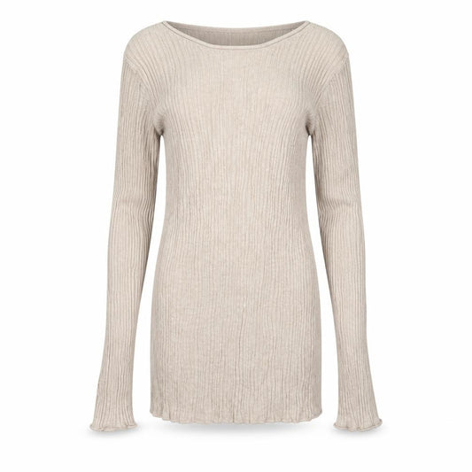 ASOS Design Women Beige UK 6 Ribbed Knit Square Neck Tunic Jumper