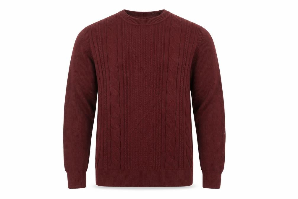 Marks and Spencer Men Red 2XL Cable Knit Cotton Blend Pullover Jumper