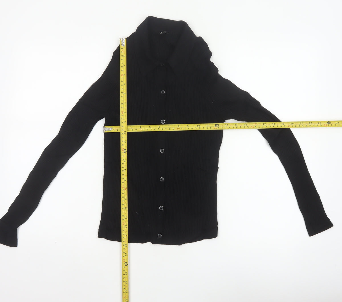 Uniqlo Women’s Black L 100% Wool Collared Button Knit Cardigan