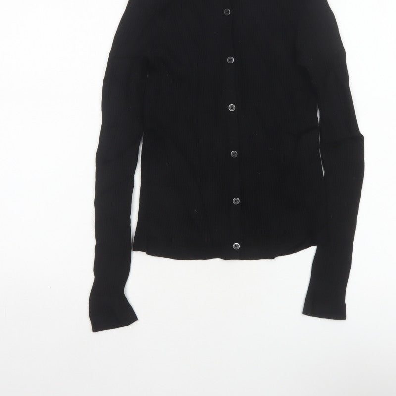 Uniqlo Women’s Black L 100% Wool Collared Button Knit Cardigan
