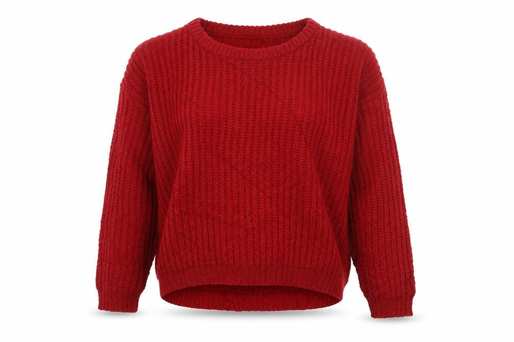 Brave Soul Women Red UK 12 Cable Knit Crew Neck Pullover Jumper