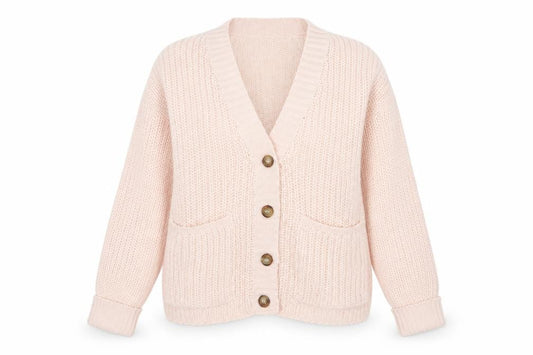 Brave Soul Women’s Pink Size S Chunky Knit V-Neck Cardigan