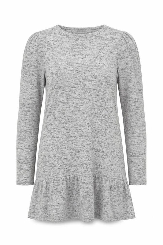 Miss Selfridge Women Grey Petite UK 4 Ruffle Knit Jumper Dress