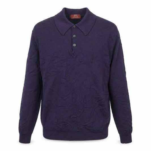 Marks Spencer Men Purple M Merino Wool Collared Henley Jumper