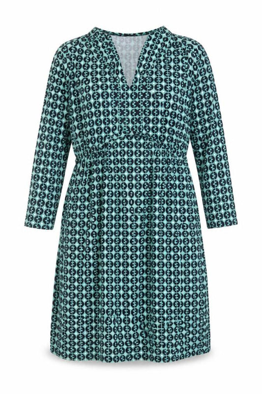Boden Women Green Geometric Wrap Dress UK 14 Knee Length V-Neck