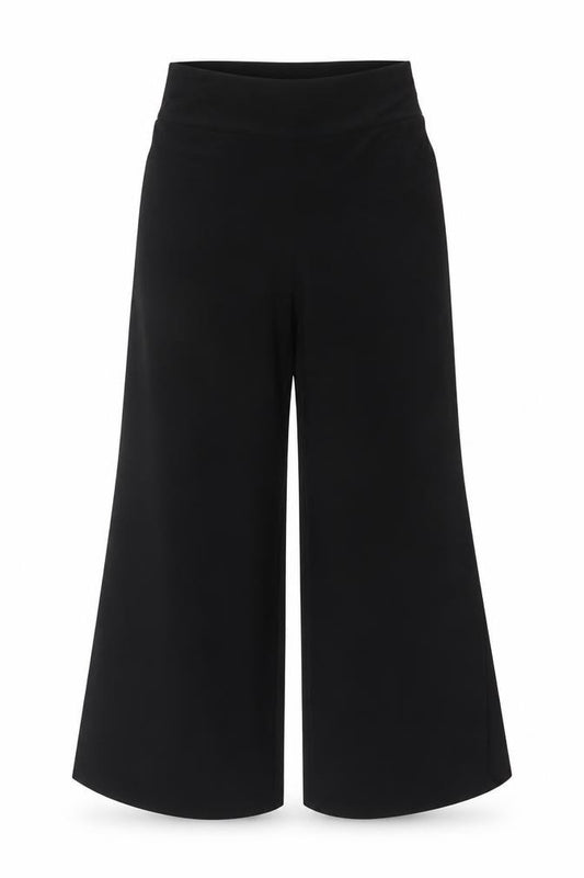 Marks and Spencer Women Black UK 10 Short Wide-Leg Stretch Trousers