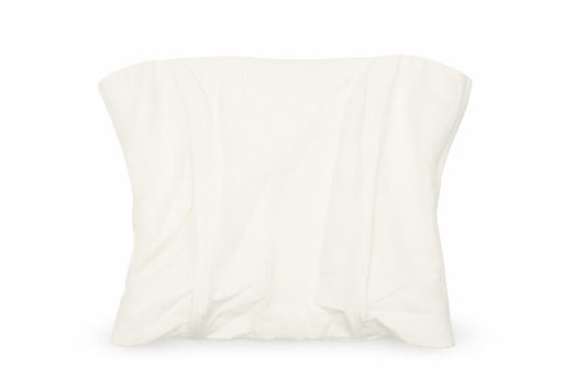 Zara Women Ivory L Cropped V-Neck Sleeveless Stretch Blouse