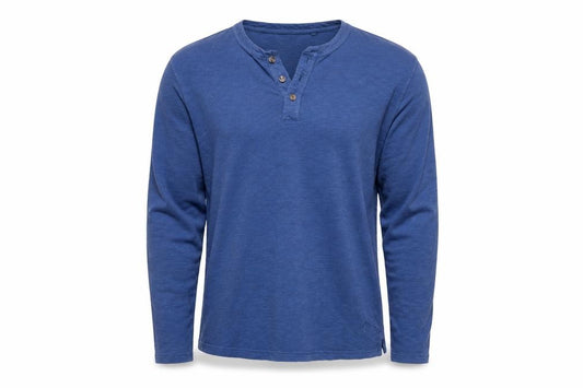 FatFace Men Blue L Organic Cotton Long Sleeve Henley Button Top