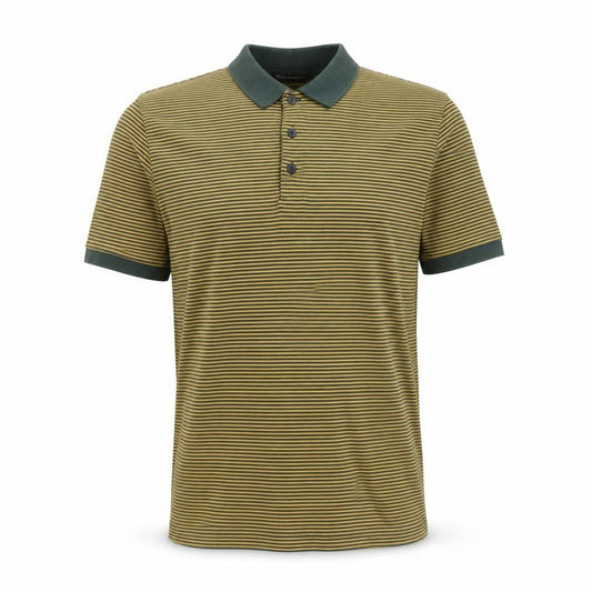 French Connection Men’s Yellow Green Striped Cotton Polo Shirt L