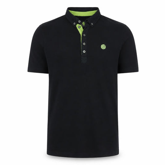 Pretty Green Men’s Black M Cotton Logo Button-Down Polo Shirt