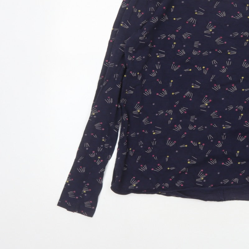 White Stuff Women Blue Size 10 Cotton Space Print Long Sleeve Blouse
