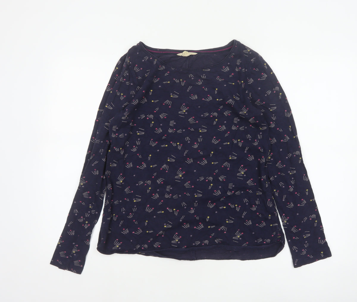 White Stuff Women Blue Size 10 Cotton Space Print Long Sleeve Blouse