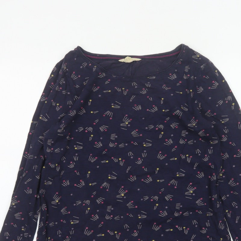White Stuff Women Blue Size 10 Cotton Space Print Long Sleeve Blouse