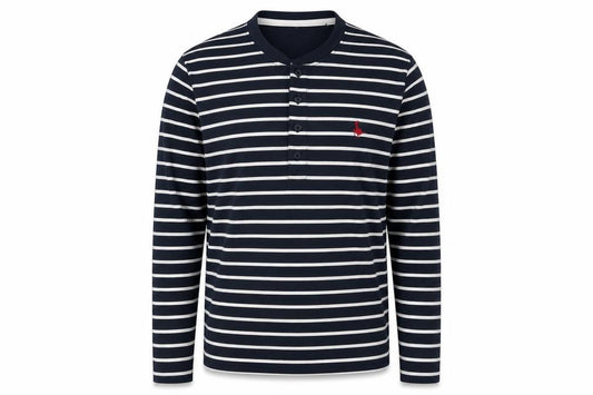 Jack Wills Men's Blue White Stripe S Long Sleeve Henley Top