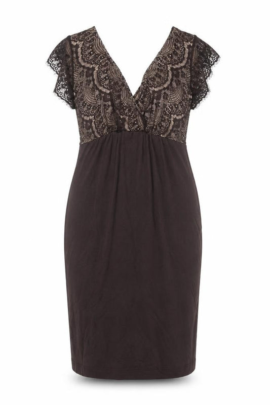 Tiffany Rose Women Brown Size 10 Maternity Lace V-Neck Pencil Dress