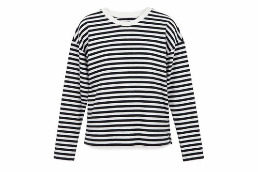John Lewis Women Black White Stripe Cotton Long Sleeve T-Shirt Size 10