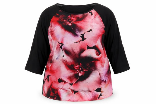 Wallis Women’s Black Pink Floral Chiffon 3/4 Sleeve Blouse UK 16
