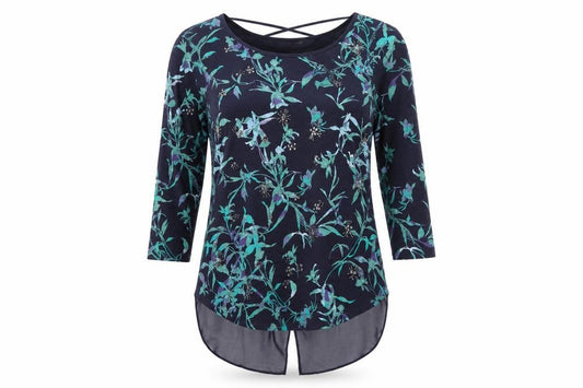 Per Una Women Blue UK 10 Floral Beaded 3/4 Sleeve Tunic Blouse