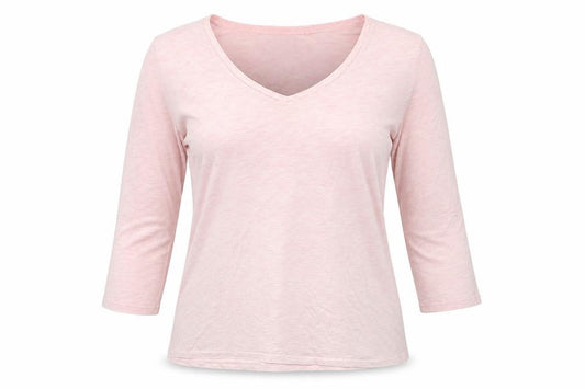 Fat Face Women’s Pink UK 14 Basic V-Neck 3/4 Sleeve Jersey T-Shirt