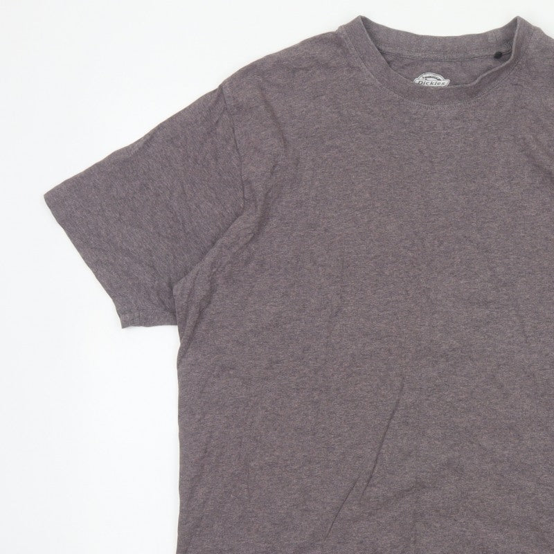 Dickies Men’s Grey Large Crew Neck Cotton Logo T-Shirt