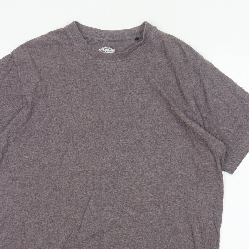 Dickies Men’s Grey Large Crew Neck Cotton Logo T-Shirt