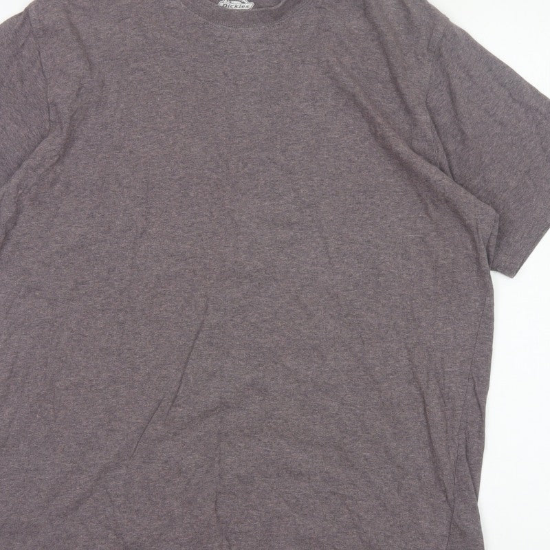 Dickies Men’s Grey Large Crew Neck Cotton Logo T-Shirt