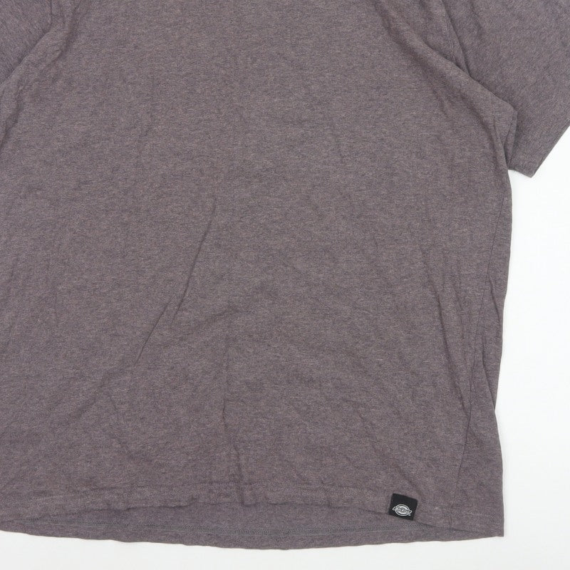 Dickies Men’s Grey Large Crew Neck Cotton Logo T-Shirt