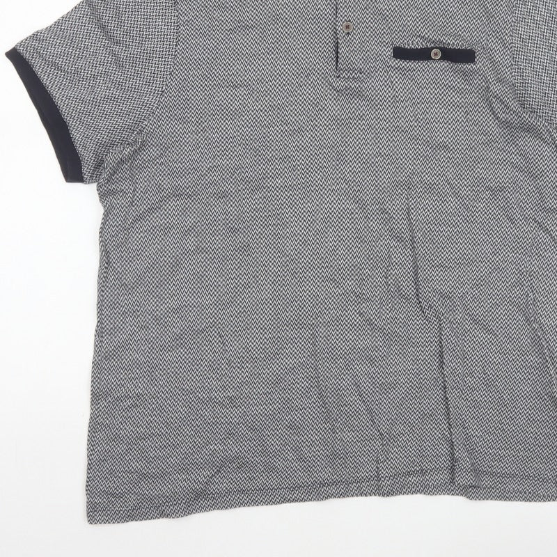 Ted Baker Men’s Black Herringbone Cotton Polo Shirt Size 2XL