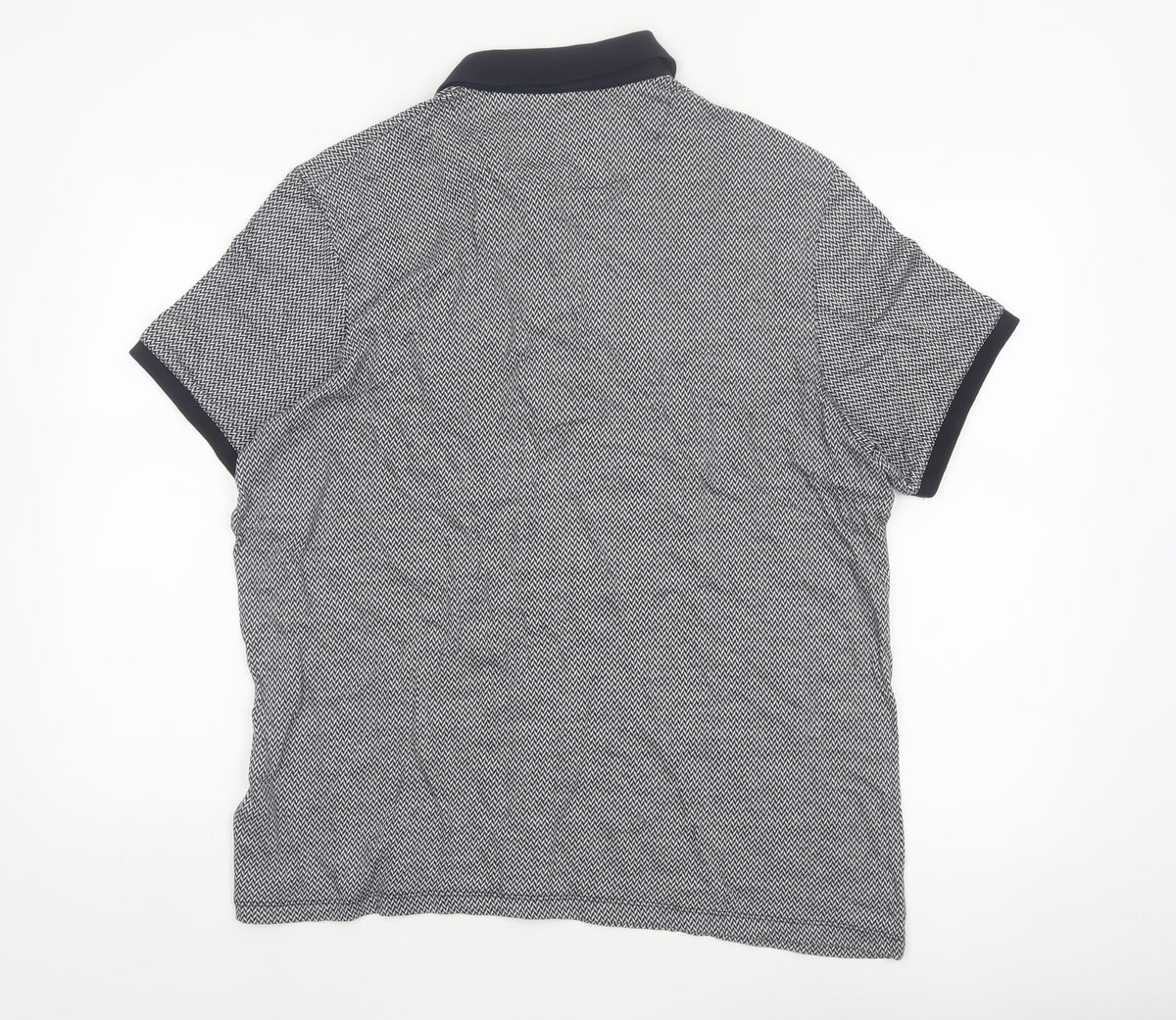 Ted Baker Men’s Black Herringbone Cotton Polo Shirt Size 2XL
