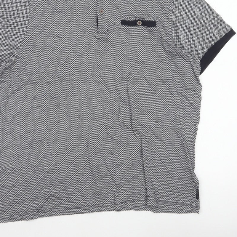 Ted Baker Men’s Black Herringbone Cotton Polo Shirt Size 2XL