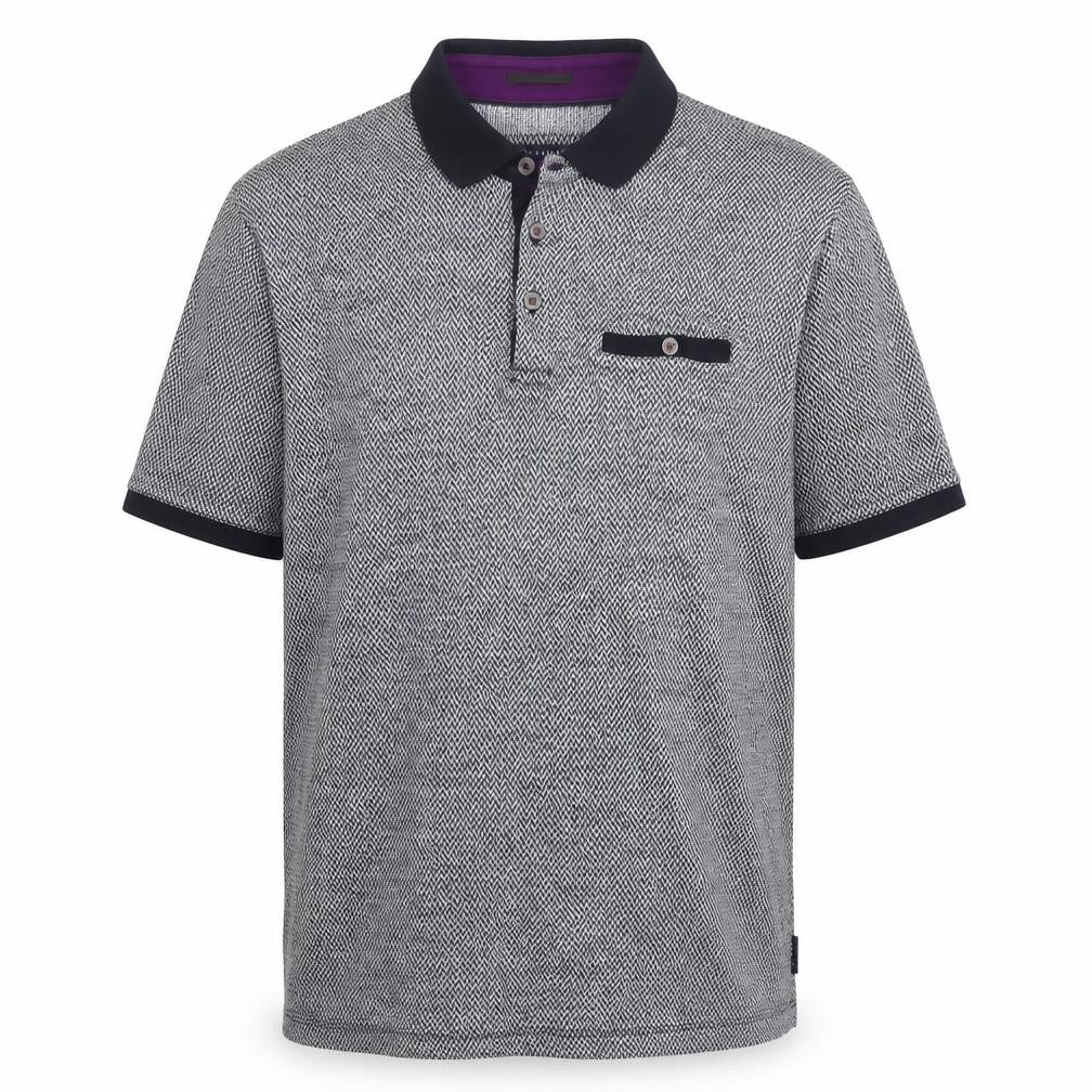 Ted Baker Men’s Black Herringbone Cotton Polo Shirt Size 2XL