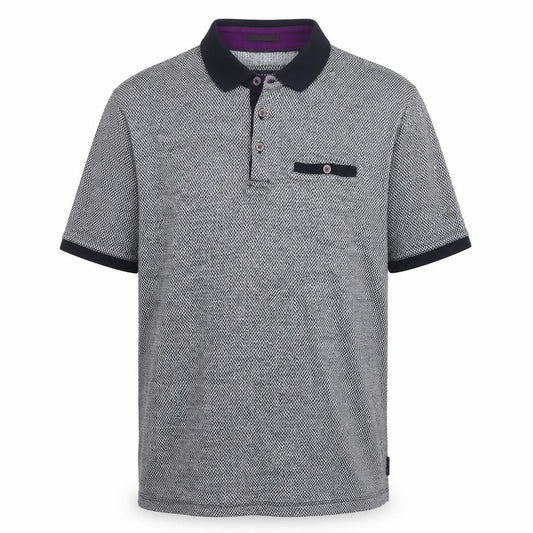 Ted Baker Men’s Black Herringbone Cotton Polo Shirt Size 2XL