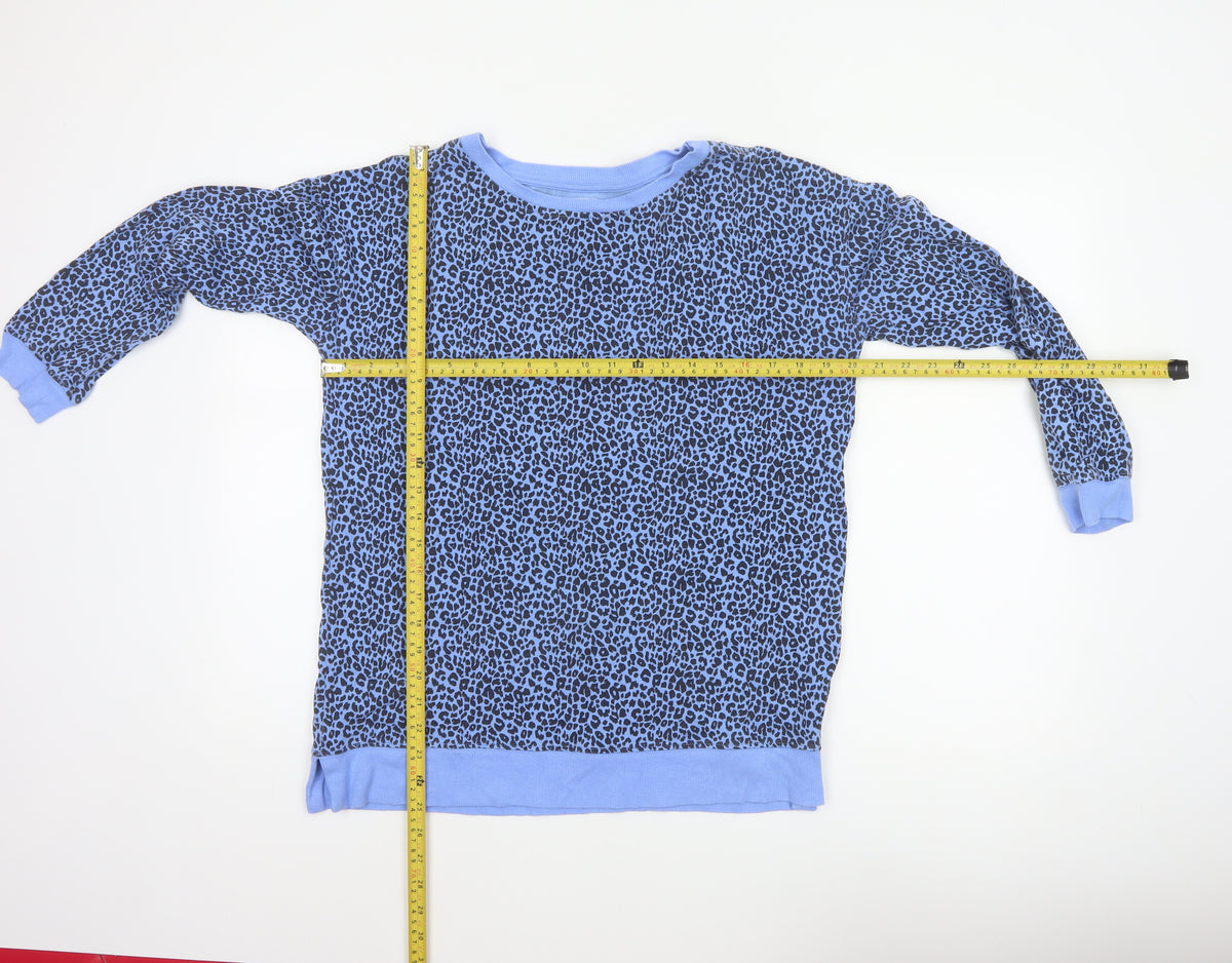 John Lewis Women Blue Leopard Print Jersey Sweatshirt Size 10