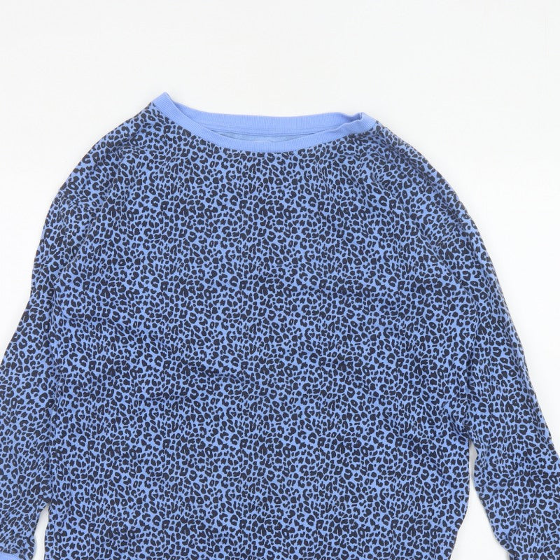 John Lewis Women Blue Leopard Print Jersey Sweatshirt Size 10