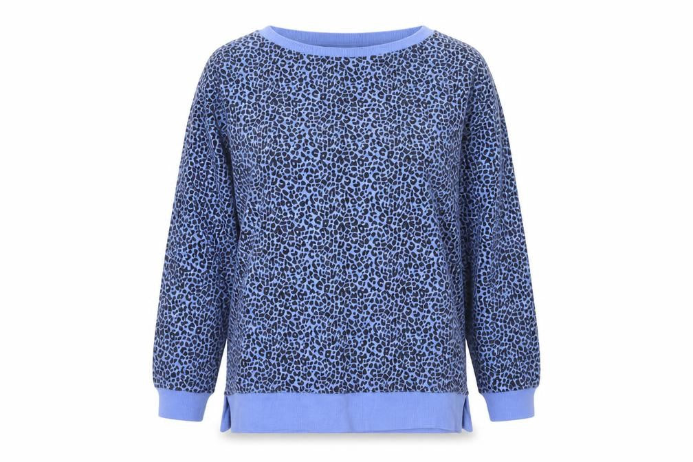 John Lewis Women Blue Leopard Print Jersey Sweatshirt Size 10