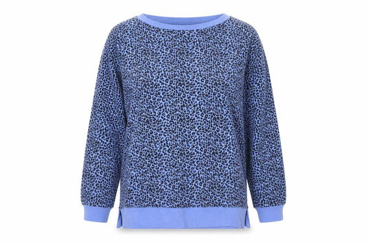 John Lewis Women Blue Leopard Print Jersey Sweatshirt Size 10